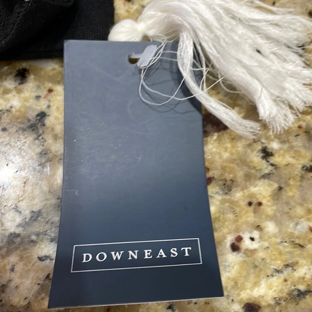 TWO DOWNEAST BLACK WITH WHITE EMBROIDERY PILLOW COVERS
